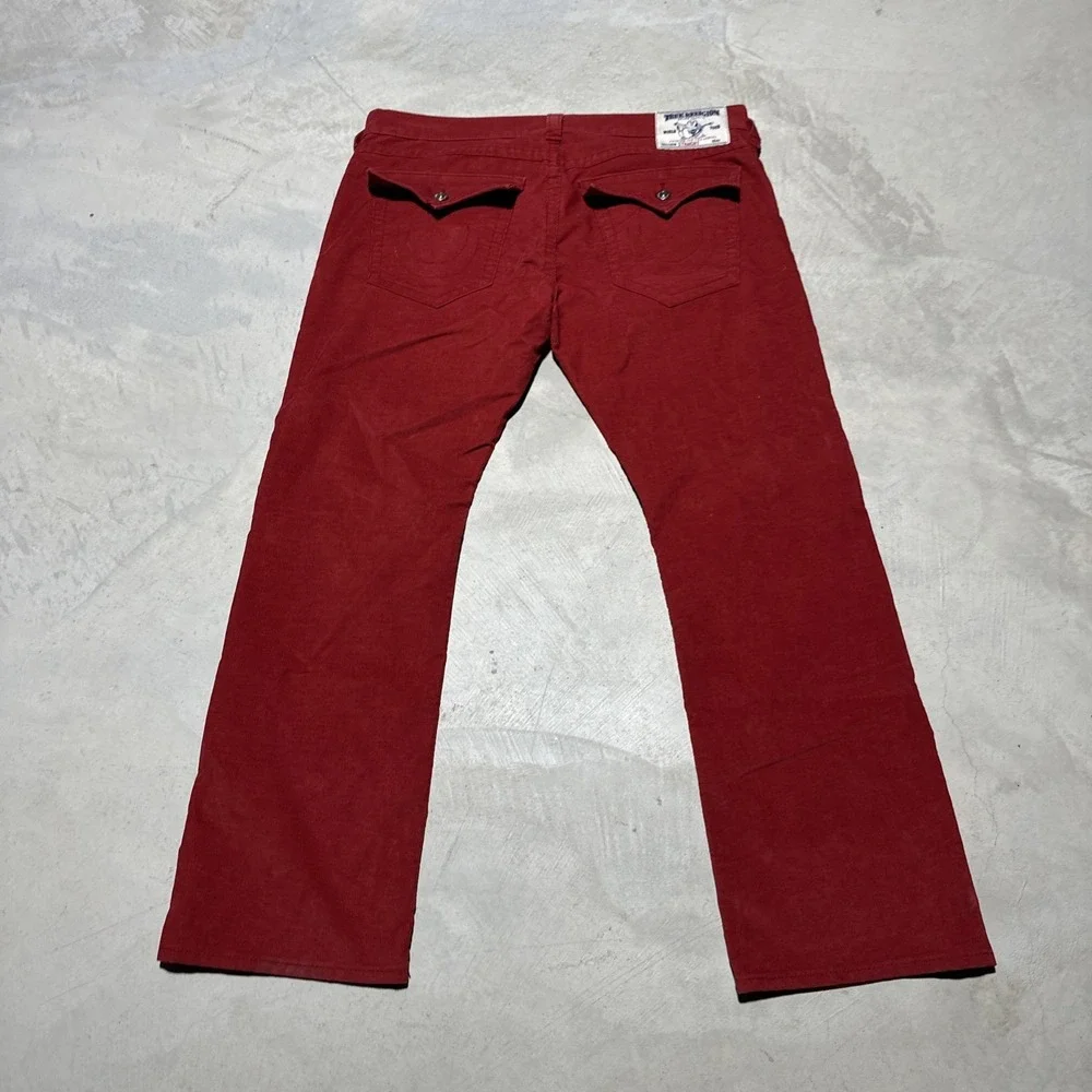 True Religion Corduroy Red Pants Ricky Relaxed Straight Leg Men's Size 40x34 Y2K
